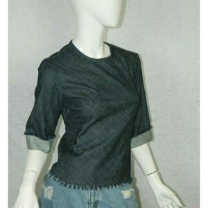 Draper James Blouse Blue Jean Denim‎ Chambray Shirt Size 4